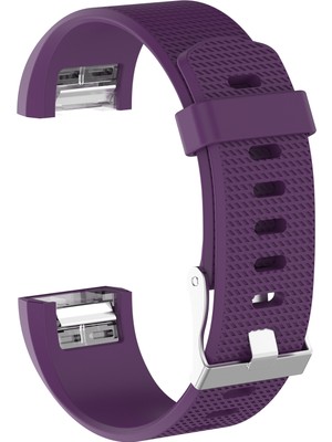 Smcase Huawei Fitbit Charge 2 Kordon Silikon Kançalı Benekli Mor