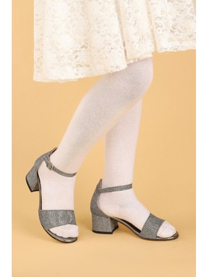 Potincim 769 Çupra Günlük Kız Çocuk 3 cm Topuk Sandalet Ayakkabı Platin