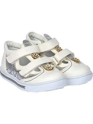 Potincim Şb 2206-10 Kız Çocuk Bebe Ayakkabı Sandalet Beyaz - Gümüş