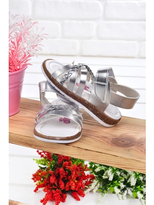 Potincim Şb 2311-20 Kız Çocuk Bebe Sandalet Terlik Gümüş