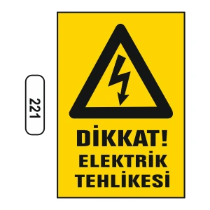 Dikkat Elektrik Tehlikesi Uyarı Ikaz Levhası 25 x 35 cm