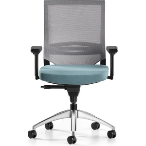 Cozy Çalışma Koltuğu - 3D Kol - Alüminyum Ayak - Mint Yeşili/gri