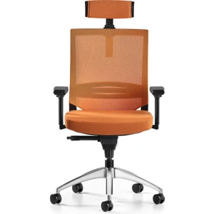 Cozy Başlıklı Çalışma Koltuğu - 3D Kol - Alüminyum Ayak - Turuncu