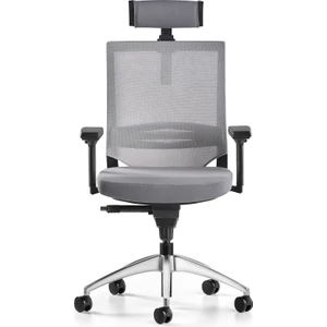 Cozy Başlıklı Çalışma Koltuğu  - 3D Kol - Alüminyum Ayak - Antrasit/gri
