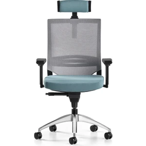 Cozy Başlıklı Çalışma Koltuğu - 3D Kol - Alüminyum Ayak - Mint Yeşili/gri