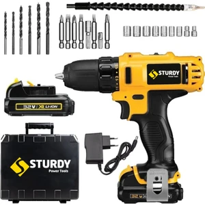 Power Tools 32 Volt 5.0 Amper Çift Akülü 24 Parça Uç Setli Şarjlı Vidalama Matkap