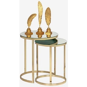 2’li Aynalı Metal Zigon Sehpa