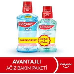Plax Nane Ferahlığı Plağa Karşı Alkolsüz Ağız Bakım Suyu 500 ml + Plax Taze Nane 250 ml