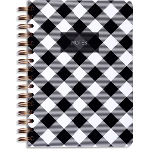 Matt Notebook A5 Spiralli Çizgili Tarihsiz Not Defteri Ekose 15 x 21 cm