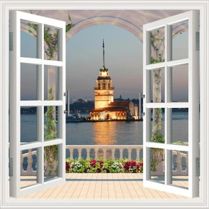 Sticker Art Pencere Poster Duvar Kağıdı Kız Kulesi Yapışkanlı Sticker