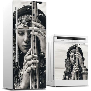 Sticker Art Buzdolabı ve Bulaşık Makinası Beyaz Eşya Sticker Kaplama Çingene Kız