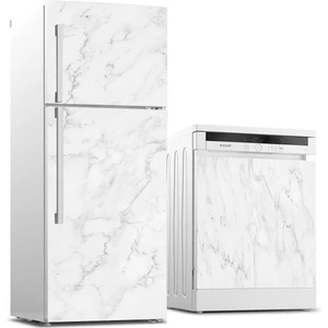 Sticker Art Buzdolabı ve Bulaşık Makinası Beyaz Eşya Sticker Kaplama Beyaz Mermer