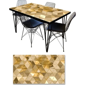 Sticker Art Masa Kaplama Folyosu Mobilya Masa Kaplama Folyoları 3 Boyut Üçgen Altın