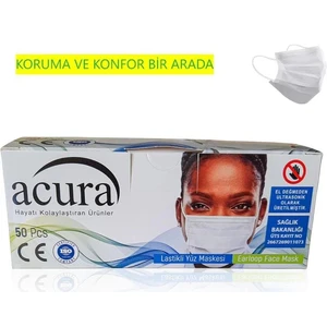 Beyaz 3 Katlı Maske 50'li