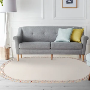 Alanur Home Rex Puffy Pelüş Hali Oval Halı Beyaz