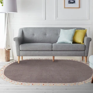 Alanur Home Rex Puffy Pelüş Hali Oval Halı Gri