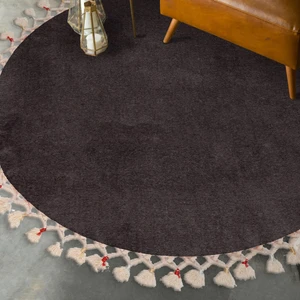 Alanur Home Rex Puffy Pelüş Hali Yuvarlak Halı Antrasit
