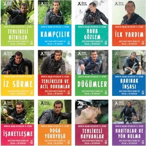 Hayatta Kalma Becerileri Kamp Kitabı - Kampçılık -İlk Yardım - Doğa Yürüyüşü-  12 Kitap Set - Bear Grylls