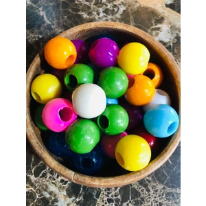 Flea Market Karışık Renkli Plastik Boncuk - 100 Gram - 30 Adet - 19 cm -