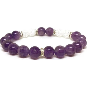Ametist Kuvars Doğal Taş Bileklik
