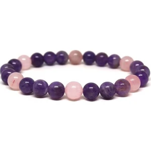 Ametist  Pembe Kuvars Doğal Taş Bileklik