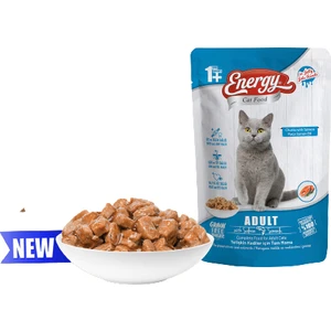 Yetişkin Somonlu Islak Mama Cat Food Energy 24 x 85 gr