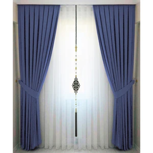 İ.D İpek Dokuma Indigo Mavisi Pileli Kadifemsi Fon Perde Yüksek Kalite Tek Kanat