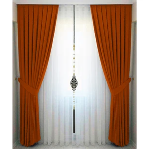 İ.D İpek Dokuma Kiremit Pileli Kadifemsi Fon Perde Yüksek Kalite Tek Kanat