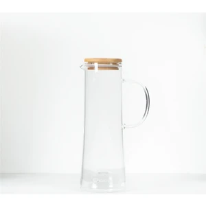 Bambu Kapaklı Cam Sürahi 800 ml  Transparan