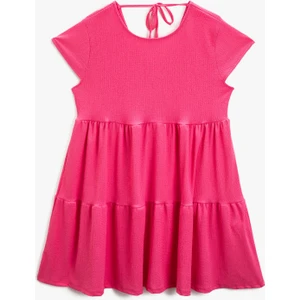 Kadın Bisiklet Yaka Elbise Kısa Kollu