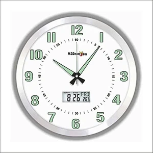 M3 Decorium Termometreli 40 cm Aluminyum Kasa Büyük Dev Fosforlu Duvar Saa...