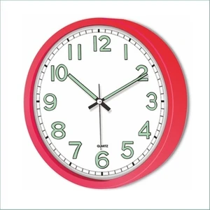 M3 Decorium Gece Görünen Kırmızı Çerçeveli Kasalı 22 cm Fosforlu Duvar Saa...