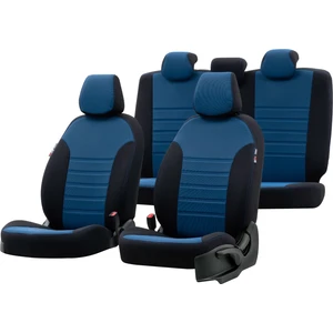 Dacia Logan 2004-2012 6+1 (7 Kişi) Özel Üretim Koltuk Kılıfı Original Design Mavi - Siyah