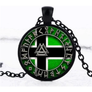 Daisy By Daisy Daisybydaisy Metal Üzeri Cam Baskılı Güç Simge Valknut Viking Kolye