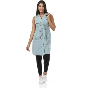 Disentis Modest Kruvaze Yaka Çift Cepli Omuzdan Apoletli Kuşaklı Astarlı Mint Yeşili Yelek