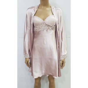 Pierre Cardin 4090 Saten Gecelik Sabahlık Takım