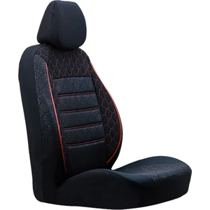 Citroen C1ön Arka Takım Koltuk Kılıfı Gof Siyah-Kirmizi