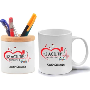 Nil Hediye 112 Acil Tıp Teknisyeni Kupa Bardak ve Kalemlik Seti