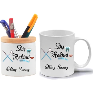 Nil Hediye Diş Hekimi Kupa Bardak ve Kalemlik Hediye Seti