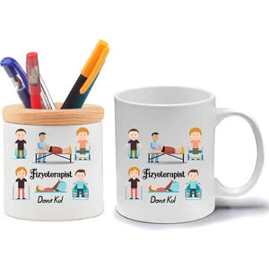 Nil Hediye Fizyoterapist Kupa Bardak ve Kalemlik Hediye Seti