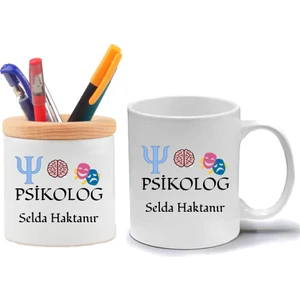 Nil Hediye Psikolog Kupa Bardak ve Kalemlik Hediye Seti