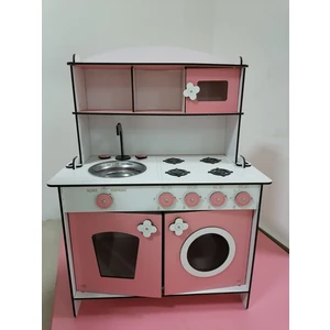 Bahadır Grup Montessori Eğitici Ahşap Oyuncak Mutfak 6mm Pembe