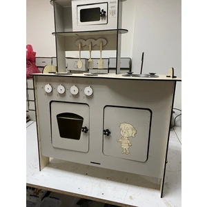 Bahadır Grup Gri Ahşap Oyuncak Mutfak Seti 100x80