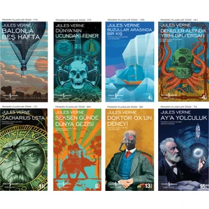 Balonla Beş Hafta - Dünya'nın Ucundaki Fener - Buzullar Arasında - Denizler Altında Yirmi Bin Fersah - Zacharius Usta - Seksen Günde Dünya Gezisi - Ay'a Yolculuk - Jules Verne - 8 Kitap
