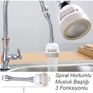 Oynar Başlıklı Spiral 3 Fonksiyonlu Mutfak Musluk Başlığı