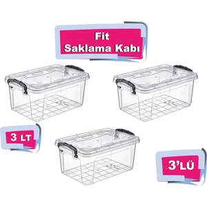 Tuffex 3'lü Fit Saklama Kabı 3 Lt - Plastik Saklama Kabı - Saklama Kabı