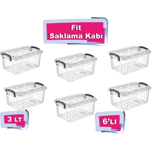 Tuffex 6'lı Fit Saklama Kabı 3 Lt - Plastik Saklama Kabı - Saklama Kabı