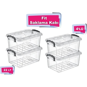Tuffex 4'lı Fit Saklama Kabı 22 Lt - Plastik Saklama Kabı - Saklama Kabı