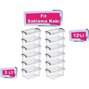 Tuffex 12'li Fit Saklama Kabı 3 Lt - Plastik Saklama Kabı - Saklama Kabı