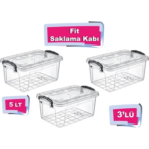 Tuffex 3'lü Fit Saklama Kabı 5 Lt - Plastik Saklama Kabı - Saklama Kabı